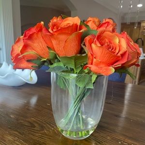 Silk Roses in Vase with Realistic Water